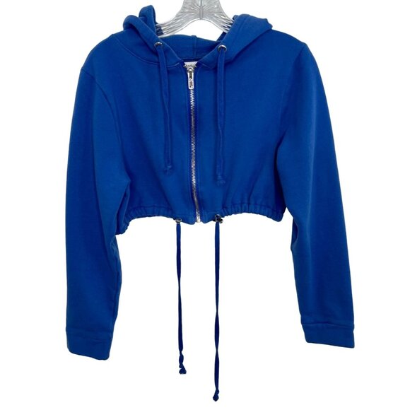 Danielle Guizio Cropped Zip-Up Hoodie in Royal Blue - Size XS - Picture 2 of 6